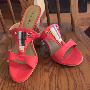 Orange and  Gold Metal Embellishment Sandal -KB2